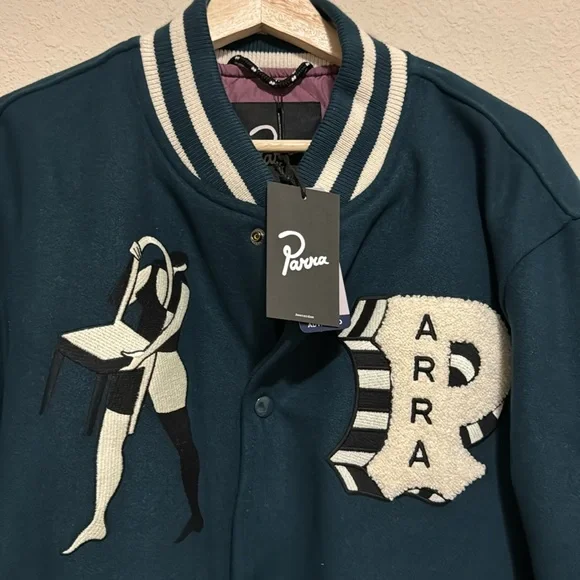 PARRA CLOUDY STAR VARSITY JACKET (PINE GREEN) XL - Picture 5 of 8